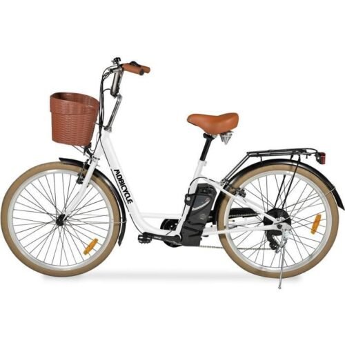 MOBICYCLE Vélo de ville électrique E-City – Moteur 250 W XAD – Cadre XCX 26″ – Blanc - Image 2
