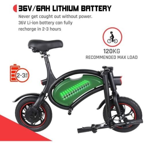 Windgoo Vélo Électrique Pliant 12" Vélo Adulte Vitesse jusqu'à 25 km/h, 15km la Longue Portée - B3 Noir - Image 2